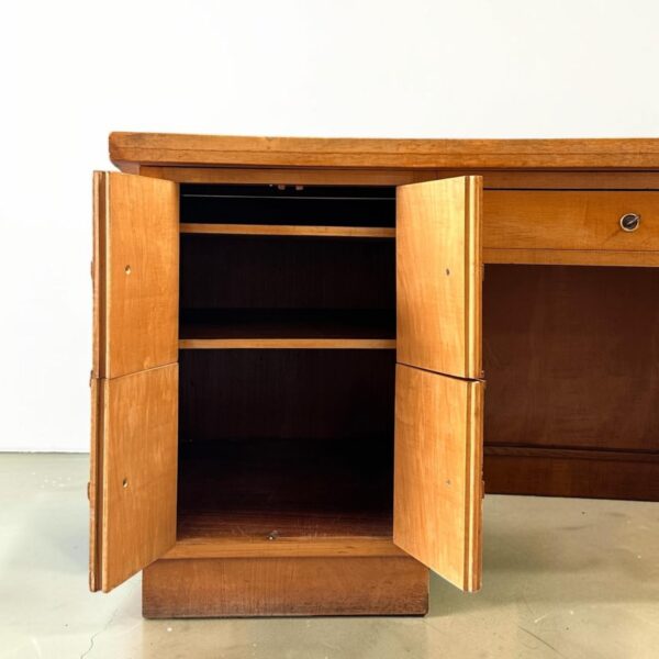 Bureau aux lignes courbes en placage de bois clair, Jacques Adnet (1900-1984), vers 1940, vue 6