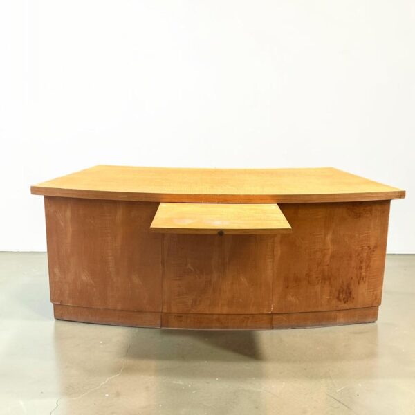 Bureau aux lignes courbes en placage de bois clair, Jacques Adnet (1900-1984), vers 1940, vue 8