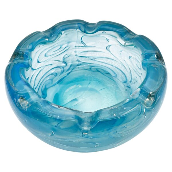 Grand bol « Unica » en verre soufflé bleu clair, A.D. Copier (1901-1991) pour Leerdam, 1958
