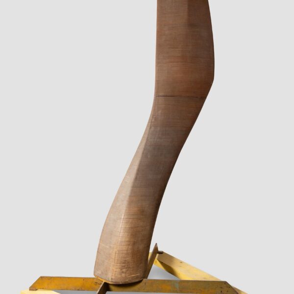 Large abstract sculpture in stacked wooden discs, Michel Bérard (1933-2020), circa 1970, view 2