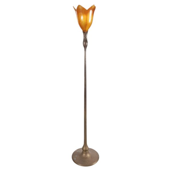 “Magnolias” floor lamp in blown glass and bronze, Daum, circa 1990