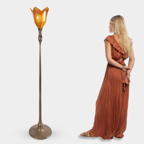 Lampadaire « Magnolias » en verre soufflé et bronze, Daum, vers 1990, vue 3