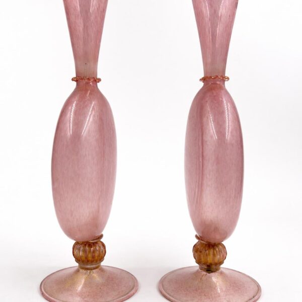 Paire de vases « Soffiati » modèle 5093, Vittorio Zecchin (1878-1947) pour Venini, vers 1921, vue 2