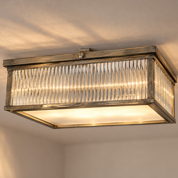 Plafonnier moderniste en métal nickelé et verre moulé, attribué aux Ateliers Petitot, vers 1930, vue 4