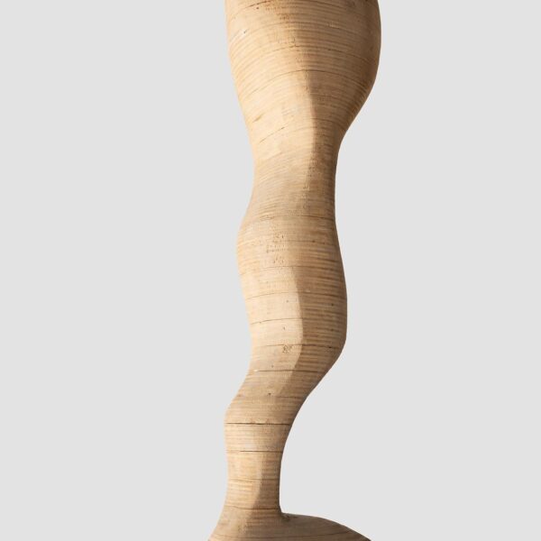 Sculpture abstraite en disques de bois empilés sur base en bois, Michel Bérard (1933-2020), vers 1970, vue 6