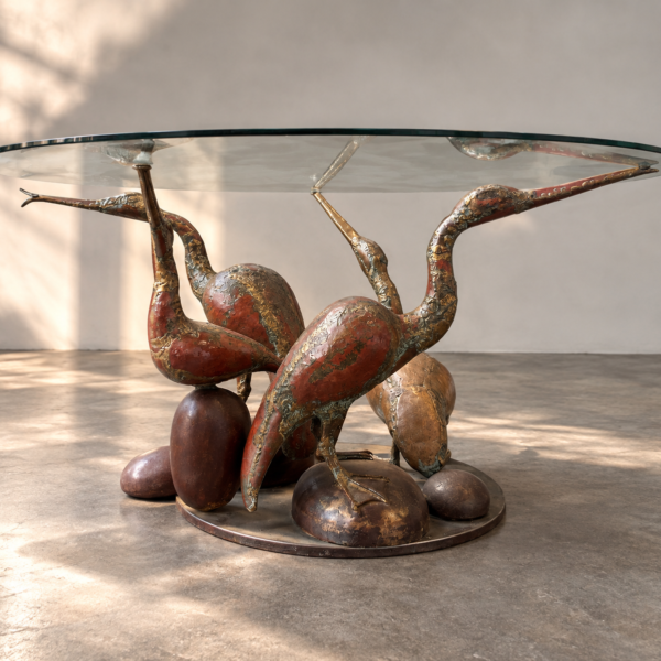 Table de salle à manger sculpturale « Les Quatre Oiseaux », René Broissand (1928-2019), 1976, vue 2