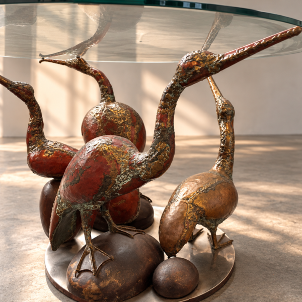 Table de salle à manger sculpturale « Les Quatre Oiseaux », René Broissand (1928-2019), 1976, vue 4